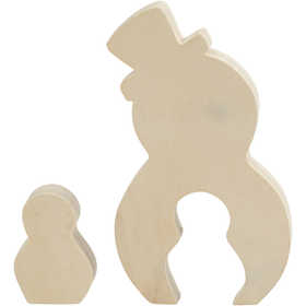 2in1 Figure, snowmen, H: 7,7+20 cm, D. 2 cm, W: 5,3+11,3 cm, 1 set [HOB-56134]