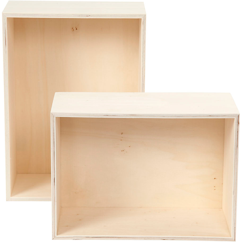 Storage Boxes, rectangle, H: 27+31 cm, D. 12,5 cm, W: 19,5+22,5 cm, 2 pc/ 1 set