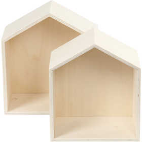 Storage Boxes, houses, H: 22,5+25 cm, D. 12,5 cm, W: 19,5+22,5 cm, 2 pc/ 1 set [HOB-56163]