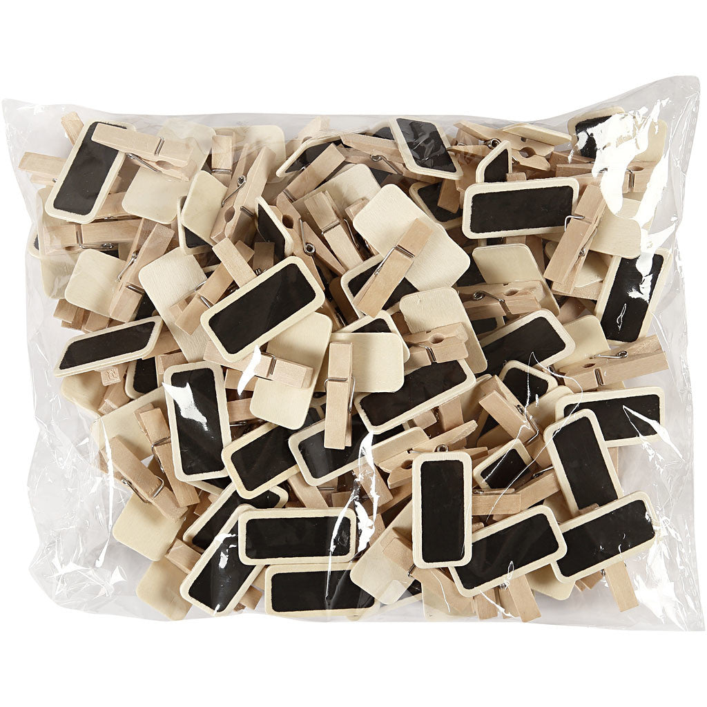 Blackboard with clothes peg, size 4x2 cm, 100 pc/ 1 pack [HOB-56216]