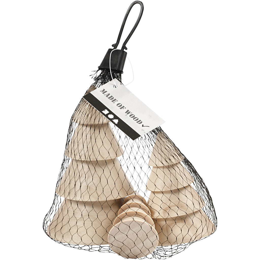 Christmas Trees, H: 5+7,5+10 cm, dia. 3,5+5,4+6,7 cm, 3 pc/ 1 pack [HOB-56238]