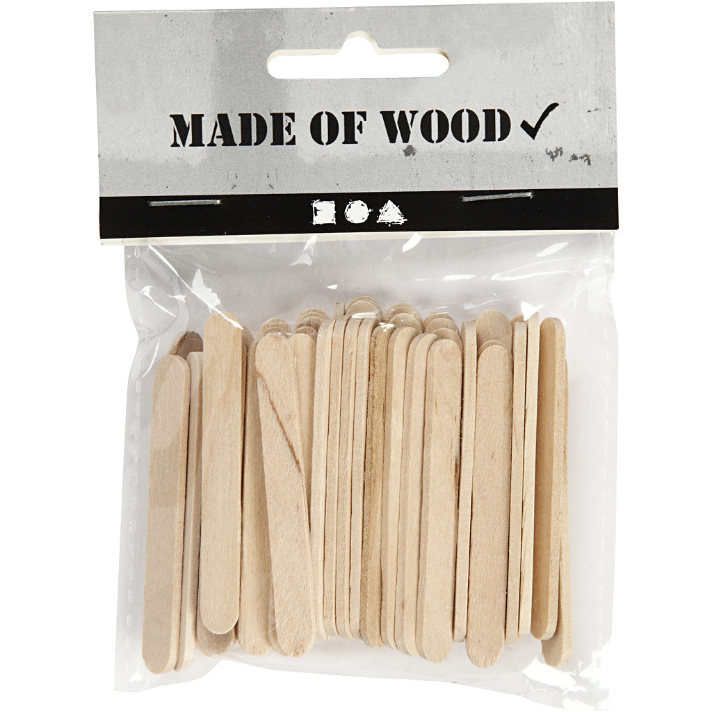 Ice lolly sticks, L: 5,5 cm, W: 6 mm, natural, 50pc/ 1 pack [HOB-563022]