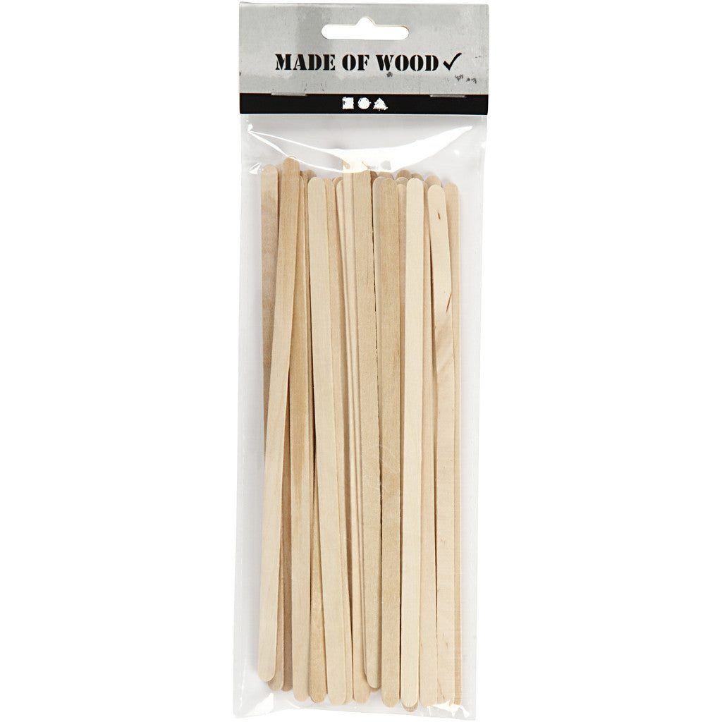 Ice lolly sticks, L: 19 cm, W: 6 mm, natural, 30 pc/ 1 pack [HOB-563041]
