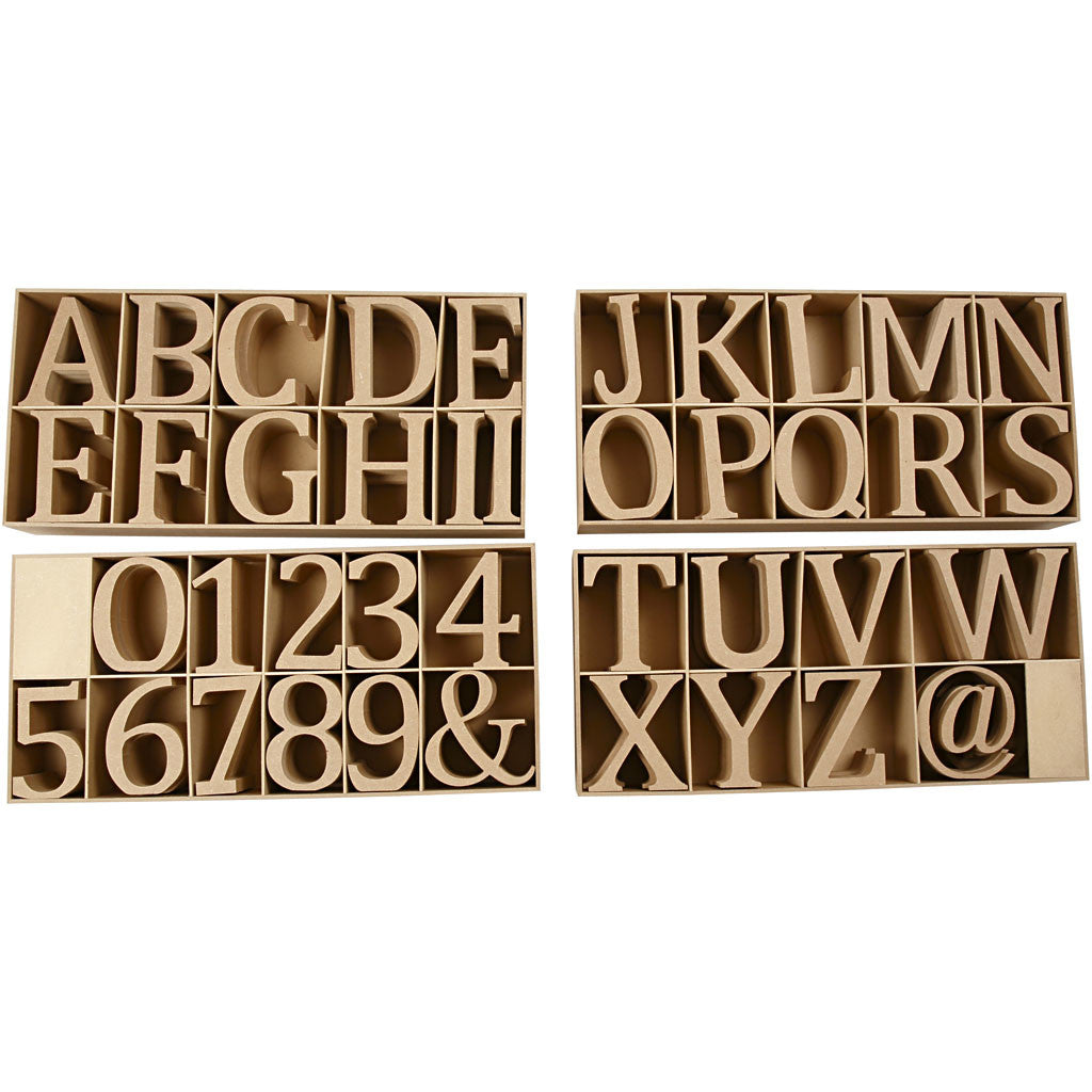 Wooden Letters, Numbers And Symbols, H: 13 cm, thickness 2 cm, 160 pc/ 1 pack [HOB-56348]