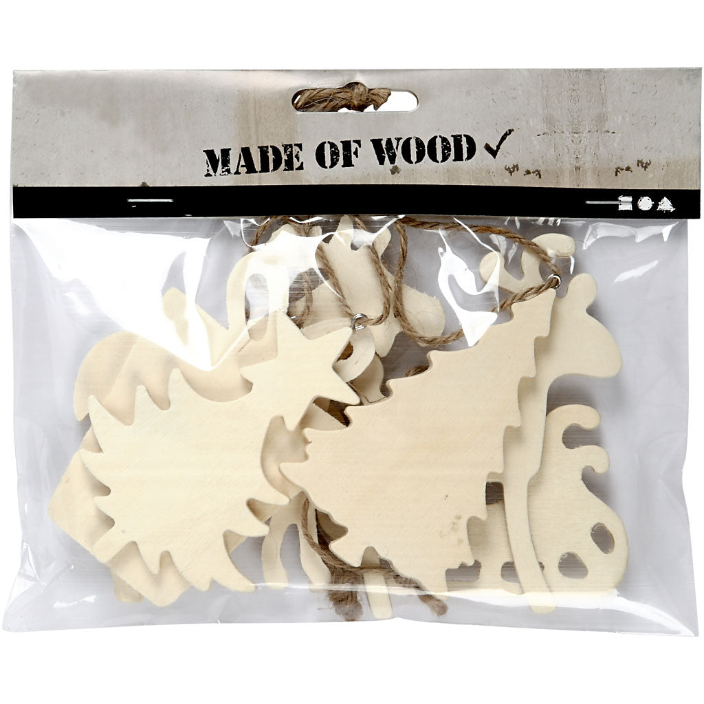 Christmas Ornaments, size 7-9 cm, thickness 4 mm, 6 pc/ 1 pack [HOB-564040]