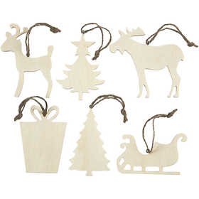 Christmas Ornaments, size 7-9 cm, thickness 4 mm, 90 pc/ 1 pack [HOB-56404]