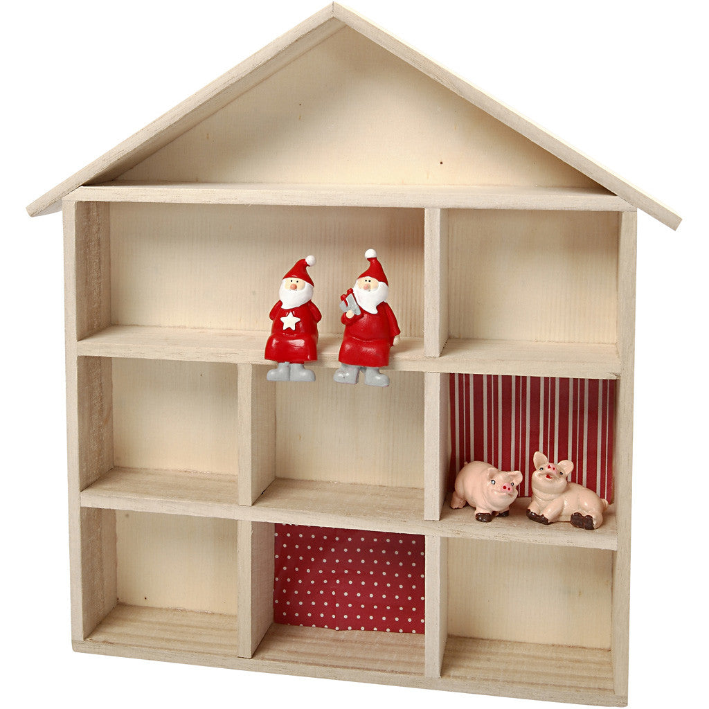 House-Shaped Shelving System, H: 26 cm, L: 3,5 cm, W: 22 cm, size 26x22 cm cm, 1 pc [HOB-56409]