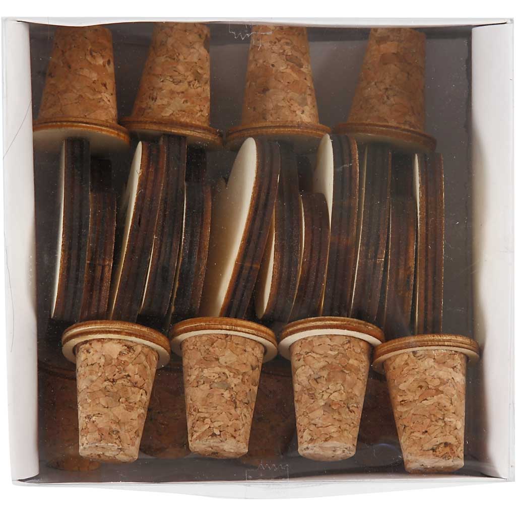 Bottle Stopper, H: 9 cm, dia. 15-20 mm, 12 pc/ 1 pack [HOB-56477]