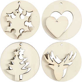 2-in-1 Hanging Decorations, dia. 7 cm, hole size 3 mm, thickness 4 mm, 8 pc/ 1 pack [HOB-565090]