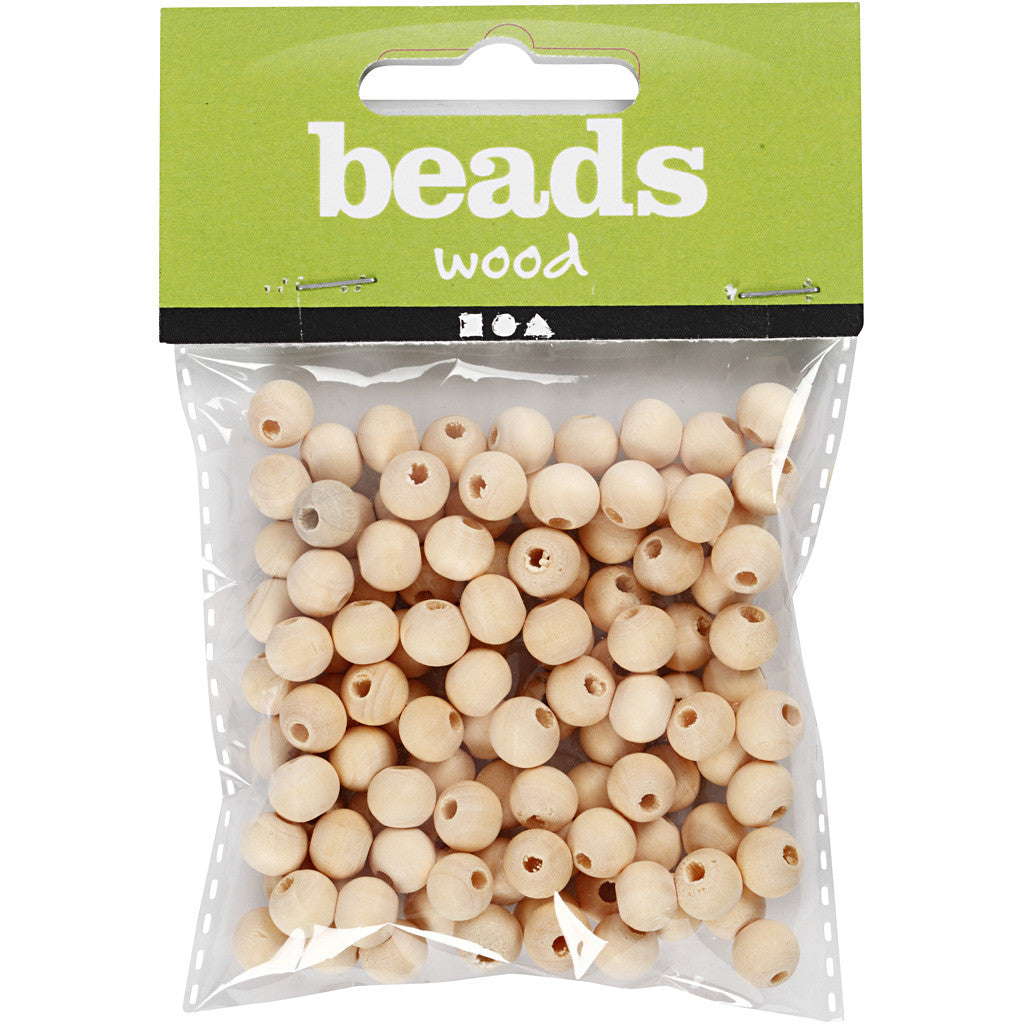 Wooden Bead, dia. 8 mm, hole size 2 mm, 100 pc/ 1 pack [HOB-566620]