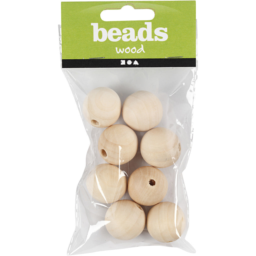 Wooden Bead, dia. 25 mm, hole size 4,5 mm, 8pc/ 1 pack [HOB-566700]