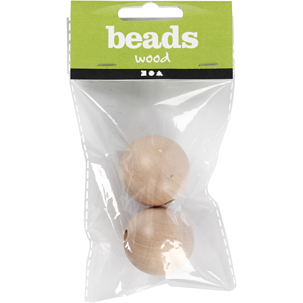 Wooden Bead, dia. 35 mm, hole size 6 mm, 2 pc/ 1 pack [HOB-566740]