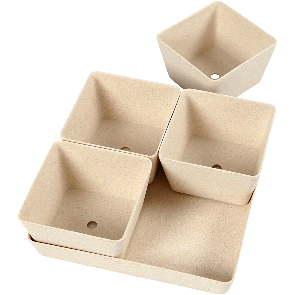 Flower pots, H: 8 cm, D. 19,5 cm, W: 19,5 cm, 1 set [HOB-56866]