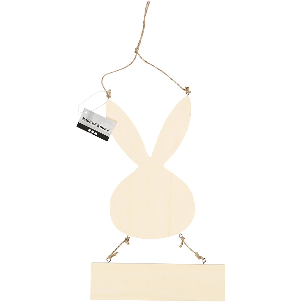 Rabbit with sign, H: 29,5 cm, W: 19,2 cm, 1 pc [HOB-56908]