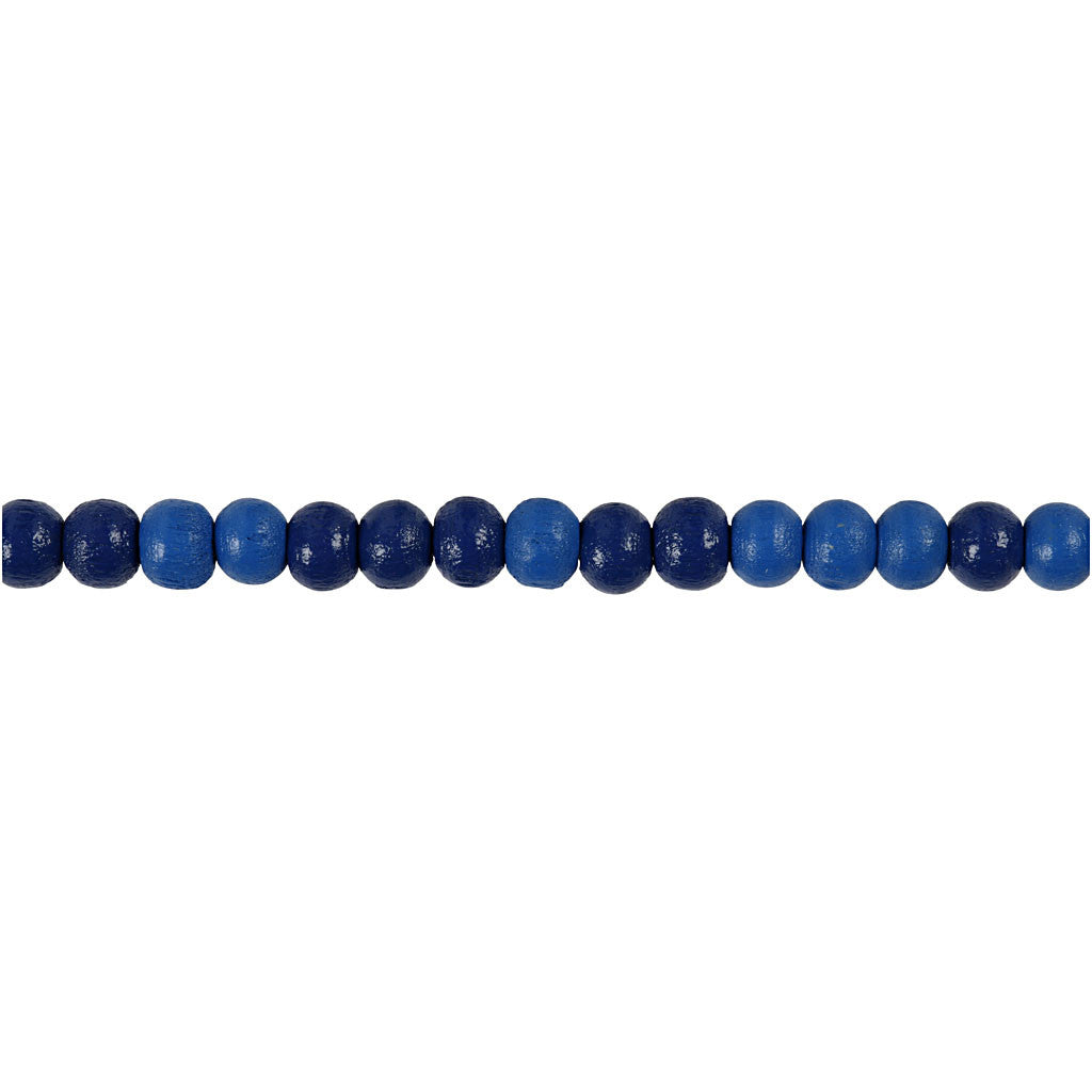 Wooden Beads, dia. 5 mm, hole size 1,5 mm, ca. 150 pc, blue, 6 g/ 1 pack [HOB-570398]