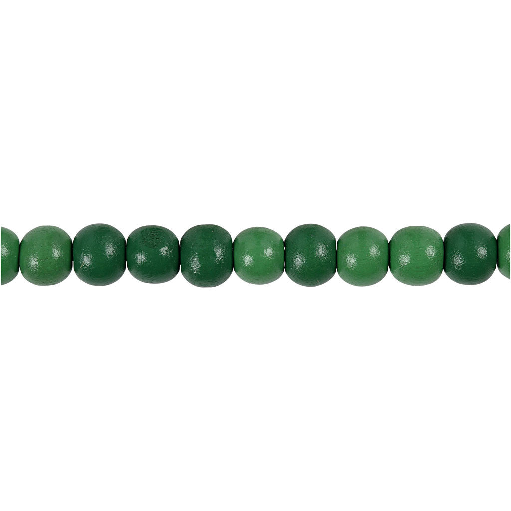 Wooden Beads, dia. 8 mm, hole size 2 mm, ca. 80 pc, green, 15 g/ 1 pack [HOB-570497]