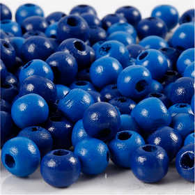 Wooden Beads, dia. 8 mm, hole size 2 mm, ca. 80 pc, blue, 15 g/ 1 pack [HOB-570498]