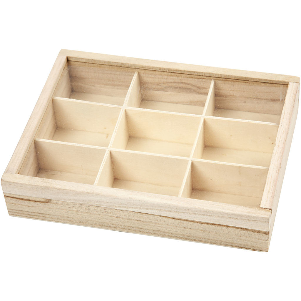 Display Box with Glass Sliding Lid, D. 3,5 cm, size 17x13 cm, 1 pc [HOB-57454]