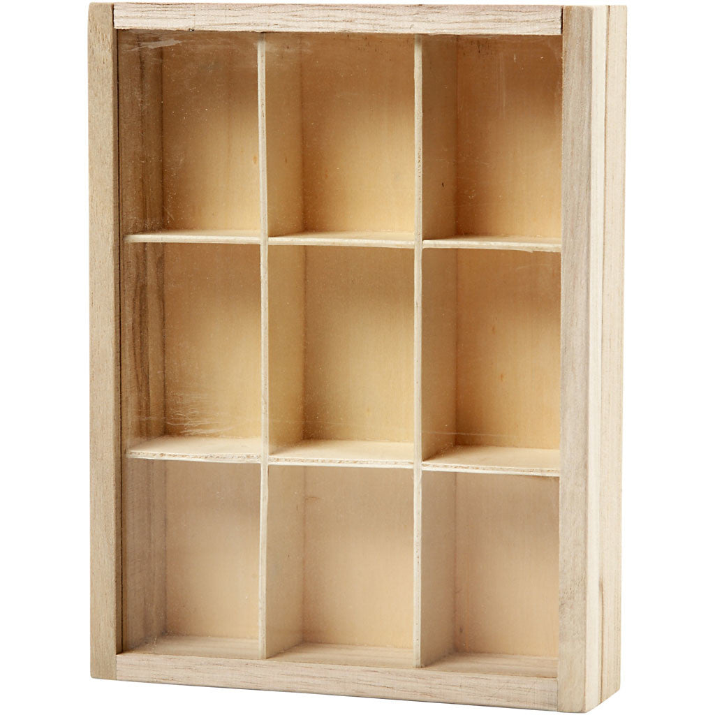 Display Box with Glass Sliding Lid, D. 3,5 cm, size 17x13 cm, 1 pc [HOB-57454]