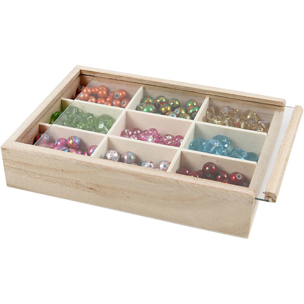 Display Box with Glass Sliding Lid, D. 3,5 cm, size 17x13 cm, 1 pc [HOB-57454]