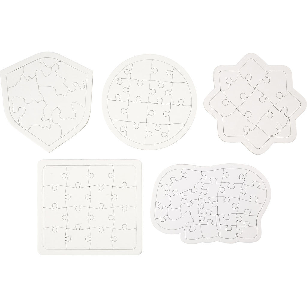 Jigsaw Puzzle, size 17-21 cm, white, 10 pc/ 1 pack [HOB-57476]