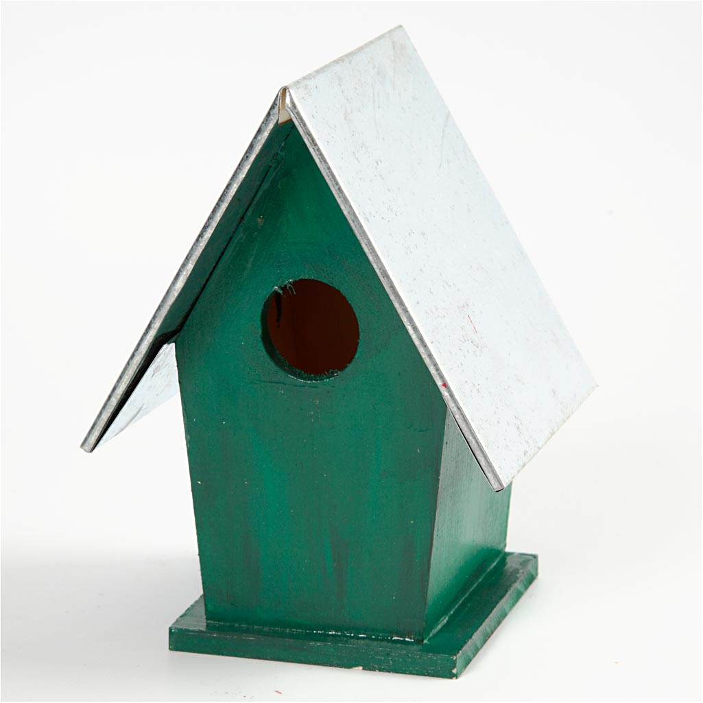 Bird box with zinc roof, size 13,5x11x19 cm, hole size 32 mm, 1 pc [HOB-577310]