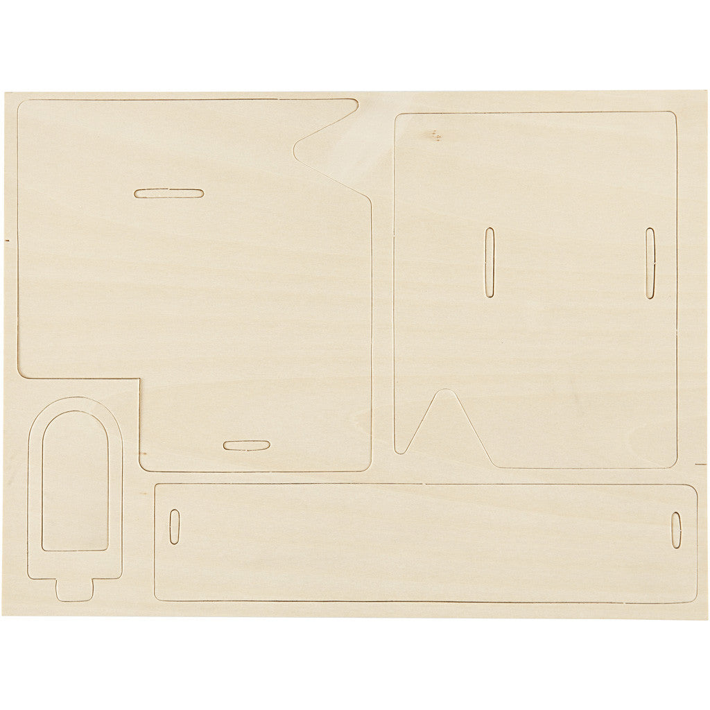 3D Wooden Construction Kit, House with ramp, size 22,5x17,5x20,5, 1 pc [HOB-57874]