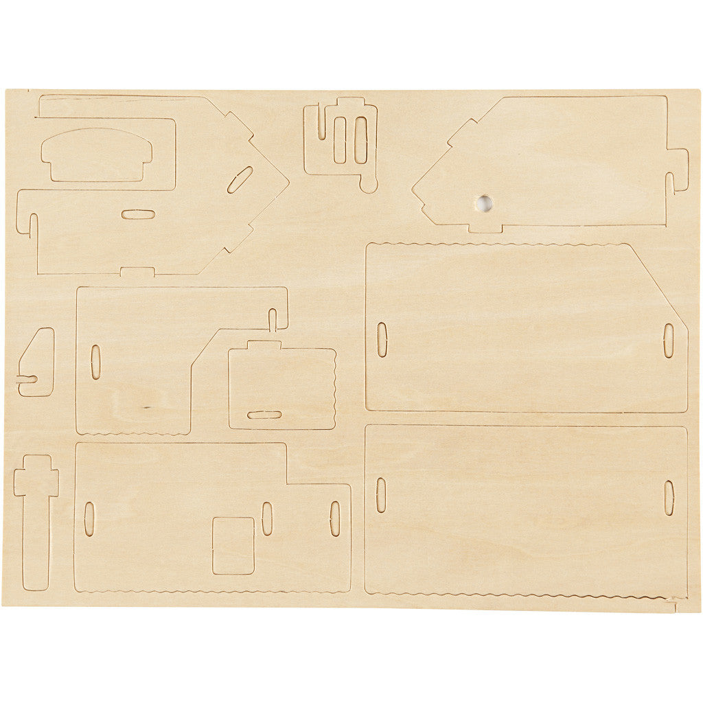 3D Wooden Construction Kit, House with terrace, size 19x17,5x15, 1 pc [HOB-57875]