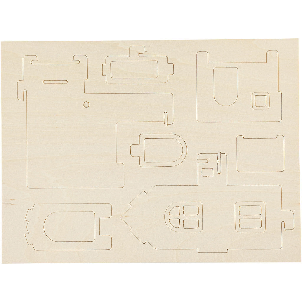 3D Wooden Construction Kit, House with balcony, size 15,8x17,5x19,5, 1 pc [HOB-57877]