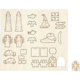 Self-Assembly Figures, everyday, L: 15,5 cm, W: 17 cm, thickness 3 mm, 1 pack [HOB-57881]