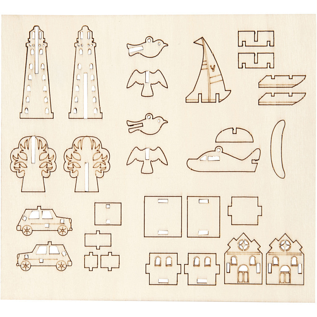 Self-Assembly Figures, everyday, L: 15,5 cm, W: 17 cm, thickness 3 mm, 1 pack [HOB-57881]