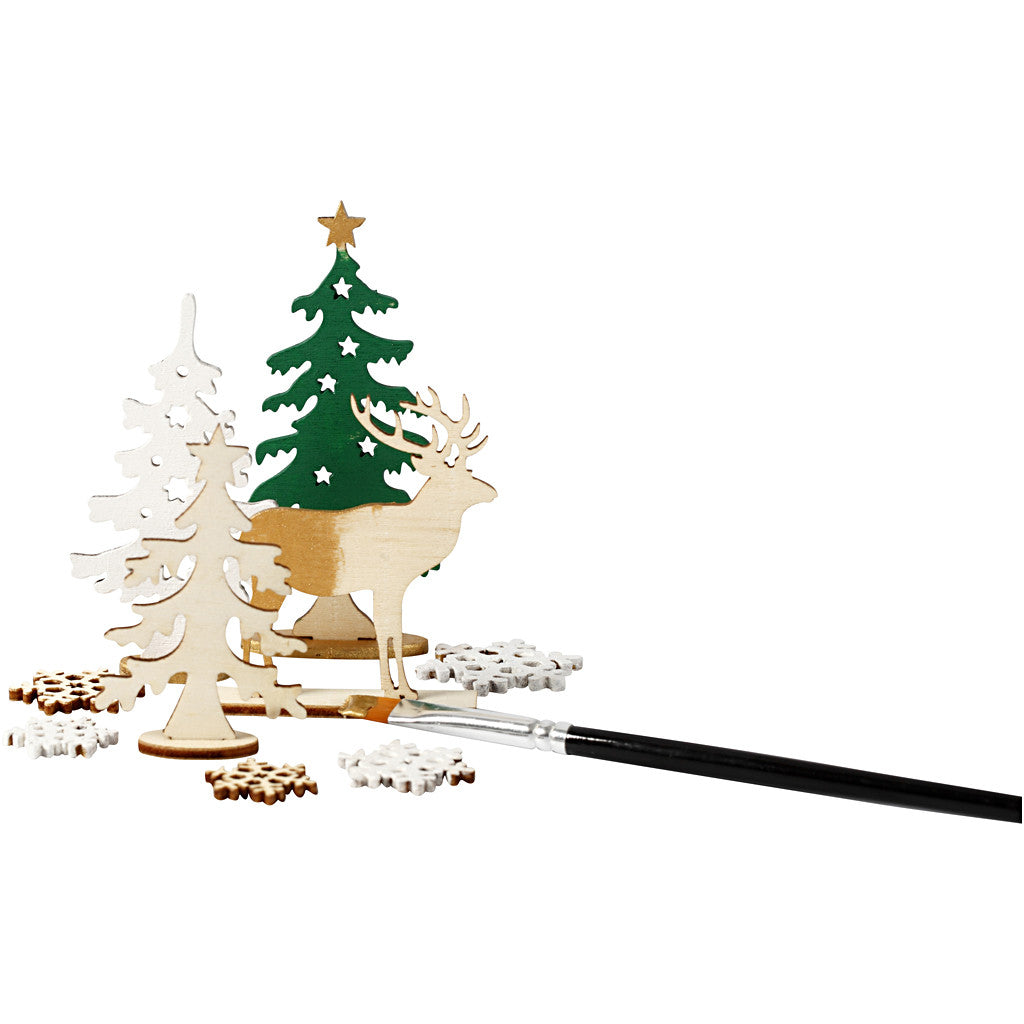 Self-Assembly Figures, forest with roe deers, L: 15,5 cm, W: 17 cm, thickness 3 mm, 1 pack [HOB-57885]