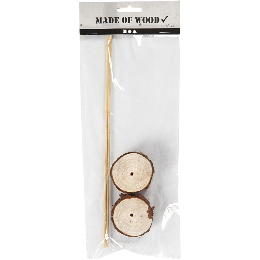 Wooden stands, H: 3 cm, dia. 5 cm, 2 set/ 1 pack [HOB-57929]