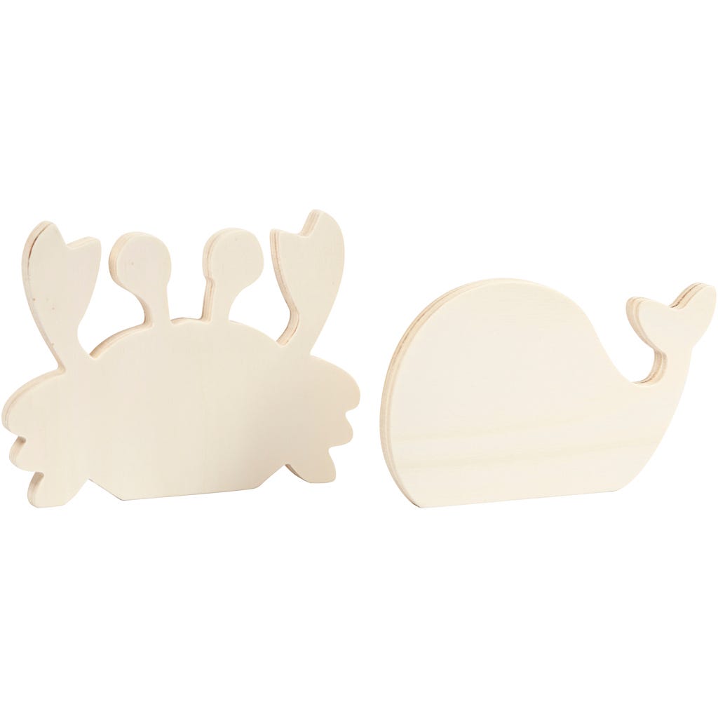Sea life figures, Crab and whale, H: 9,5-12 cm, W: 16 cm, thickness 1,2 cm, 2 pc/ 1 pack [HOB-57975]
