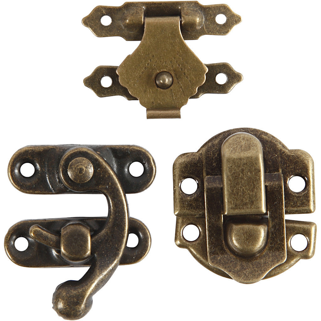 Mini Hanging Brackets, size 16x19-19x29,5 mm, antique gold, 15 set/ 1 pack [HOB-58000]
