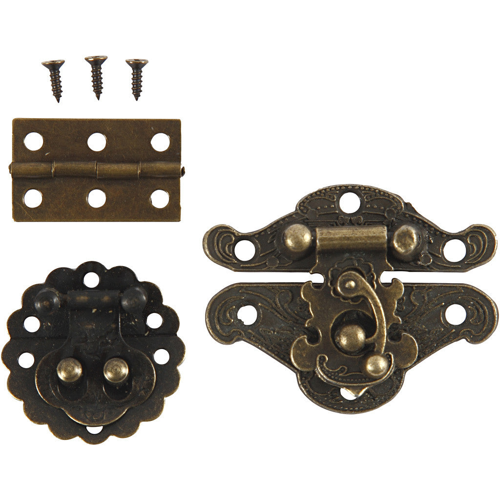 Mini Hanging Brackets, size 30-35 mm, antique gold, 10 set/ 1 pack [HOB-58004]