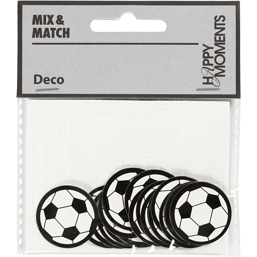 Cardboard Emblem, football, dia. 25 mm, white/black, 20 pc/ 1 pack [HOB-586033]