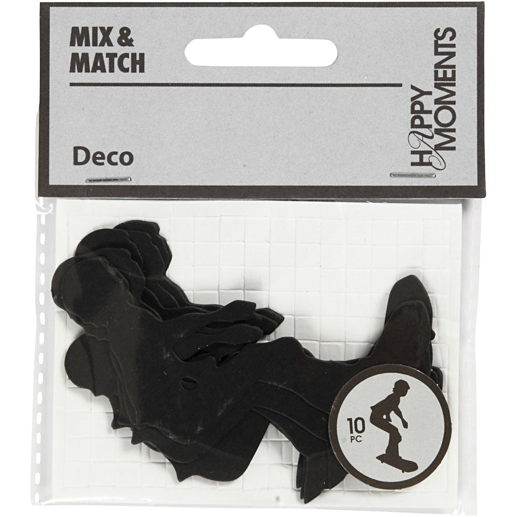 Cardboard Emblem, skater, size 56x67 mm, black, 10 pc/ 1 pack [HOB-586036]