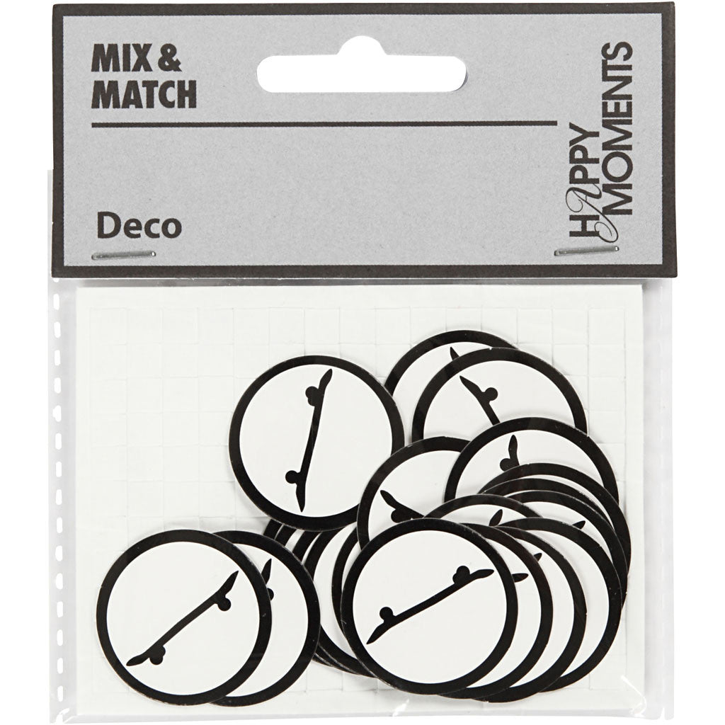 Cardboard Emblem, skateboard, dia. 25 mm, white/black, 20 pc/ 1 pack [HOB-586037]