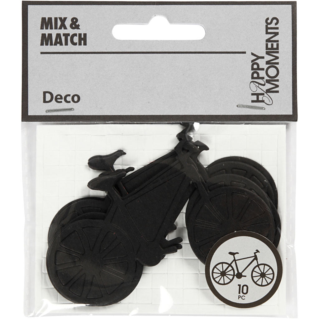 Cardboard Emblem, bicycle, size 77x48 mm, black, 10 pc/ 1 pack [HOB-586039]