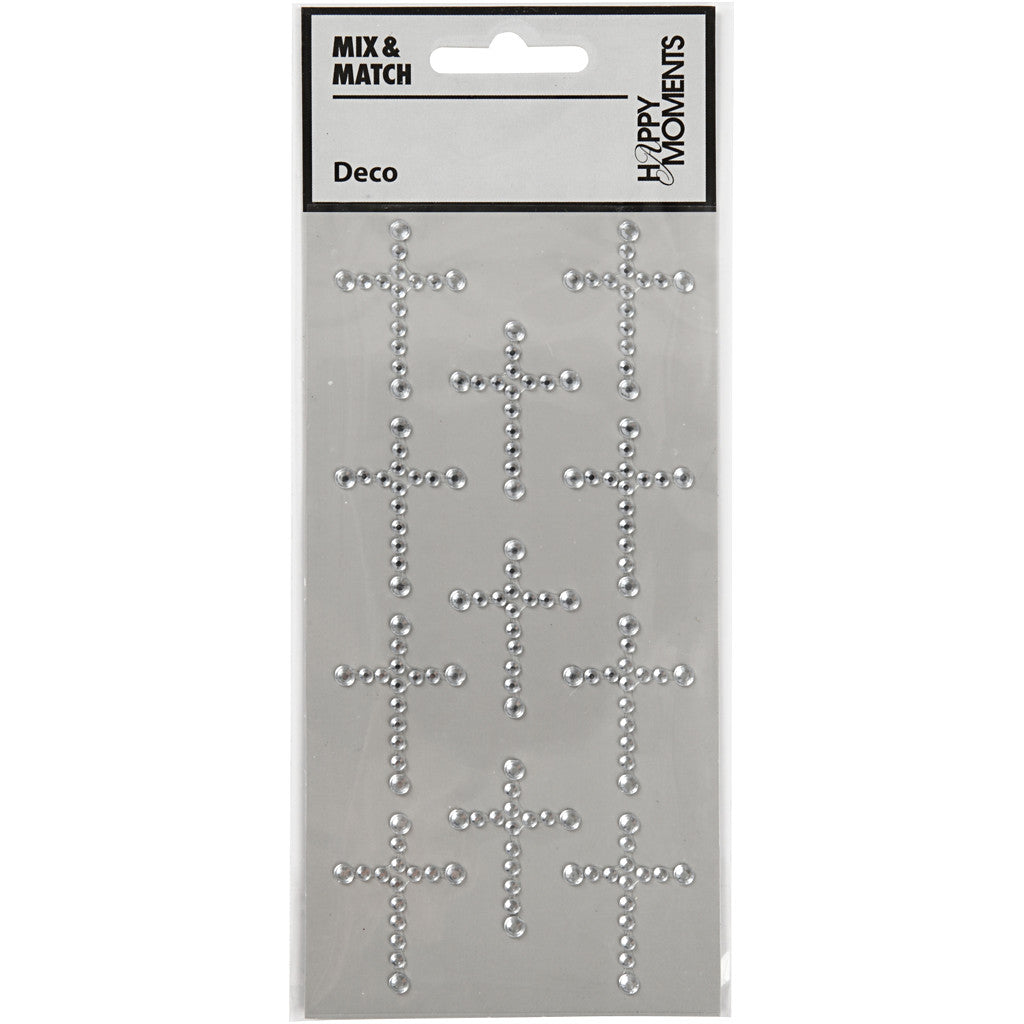 Rhinestone Stickers, size 35x25 mm, silver, 11 pc/ 1 pack [HOB-586043]