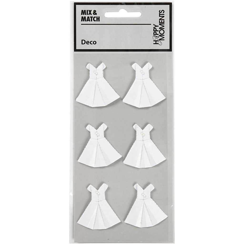 Stickers, dress, size 35x31 mm, white, 6 pc/ 1 pack [HOB-586044]
