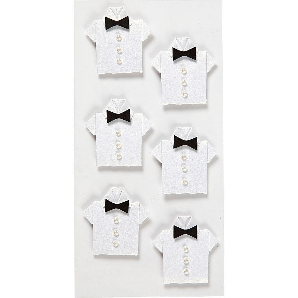 Stickers, shirt, size 33x35 mm, white, 6 pc