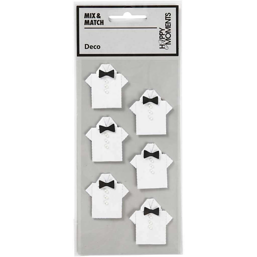 Stickers, shirt, size 33x35 mm, white, 6 pc/ 1 pack [HOB-586045]