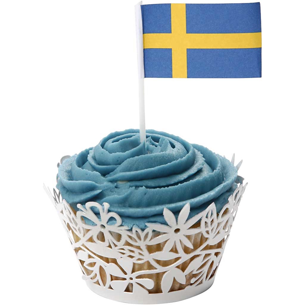 Cake Flags, size 30x50 mm, 100 pc/ 1 pack, Sweden [HOB-59123]