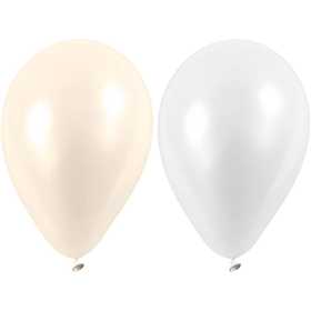 Balloons, Round, dia. 23 cm, white, mother-of-pearl, 10 pc/ 1 pack [HOB-59148]