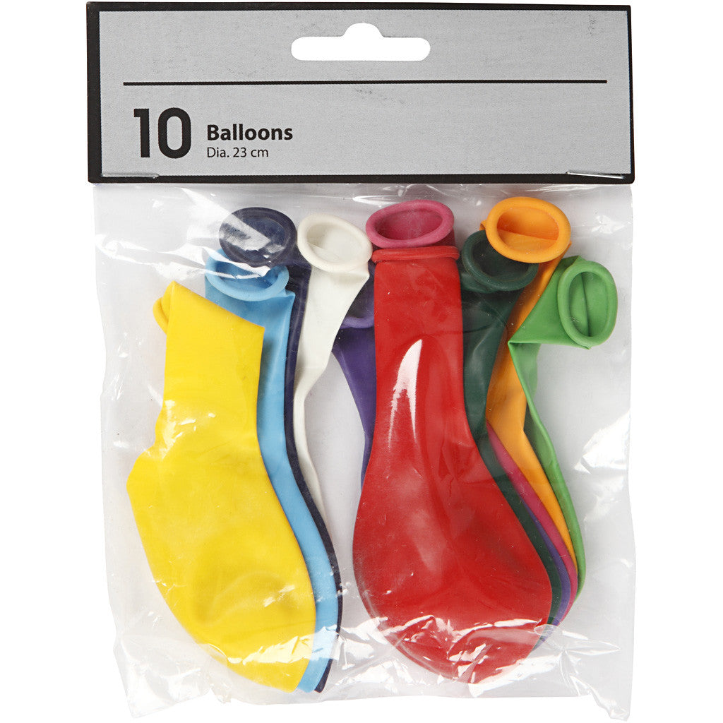Balloons, round, dia. 23 cm, assorted colours, 10 pc/ 1 pack [HOB-59173]