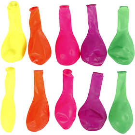 Balloons, round, dia. 23 cm, neon colours, 10 pc/ 1 pack [HOB-59175]