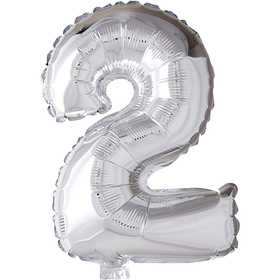 Foil Balloon, 2, H: 41 cm, silver, 1 pc [HOB-59186]
