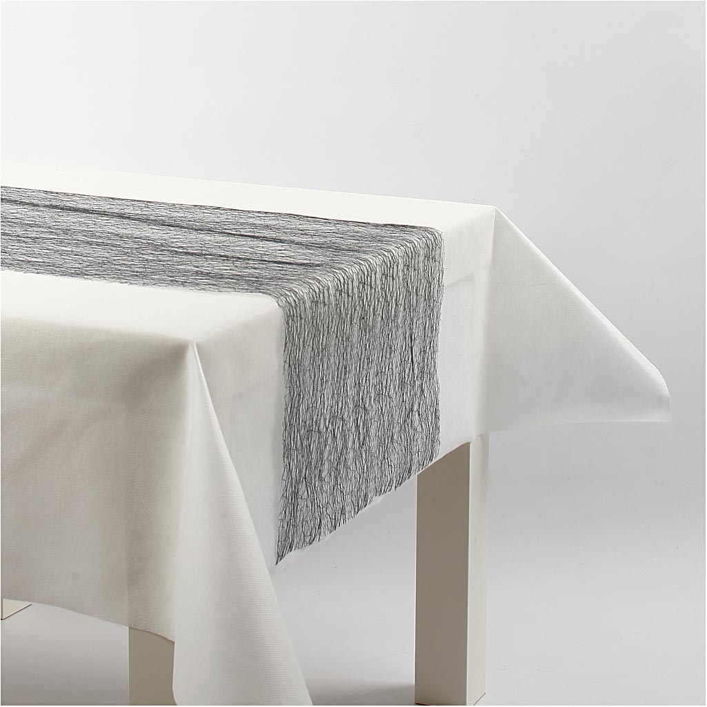Table runner, W: 30 cm, black, 10 m/ 1 roll [HOB-593002]